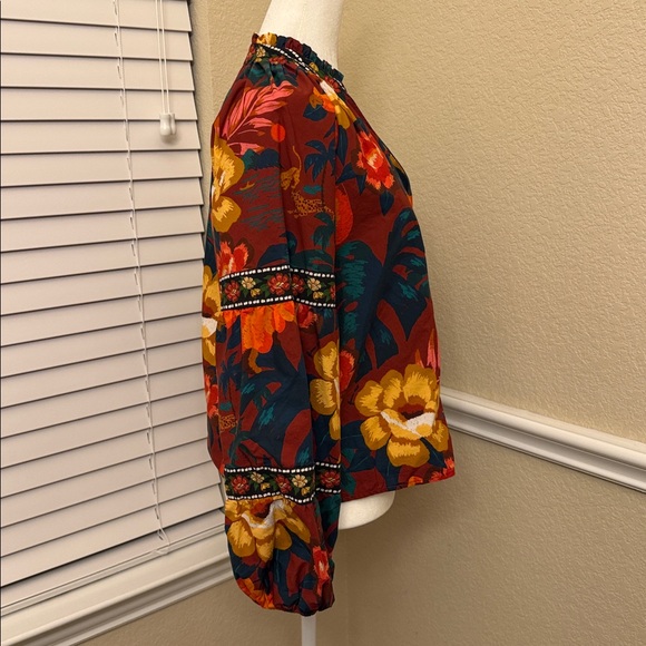 Anthropologie FARM Rio V-Neck Floral Blouse Woman's Small - Picture 5 of 14